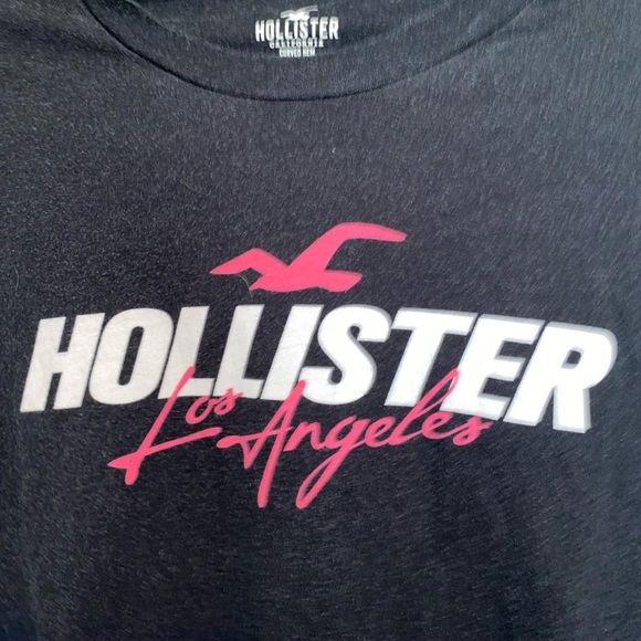 Hollister Men's Black and Blue‎ pink Graphic T-Shirt summertime medium - Picture 3 of 9